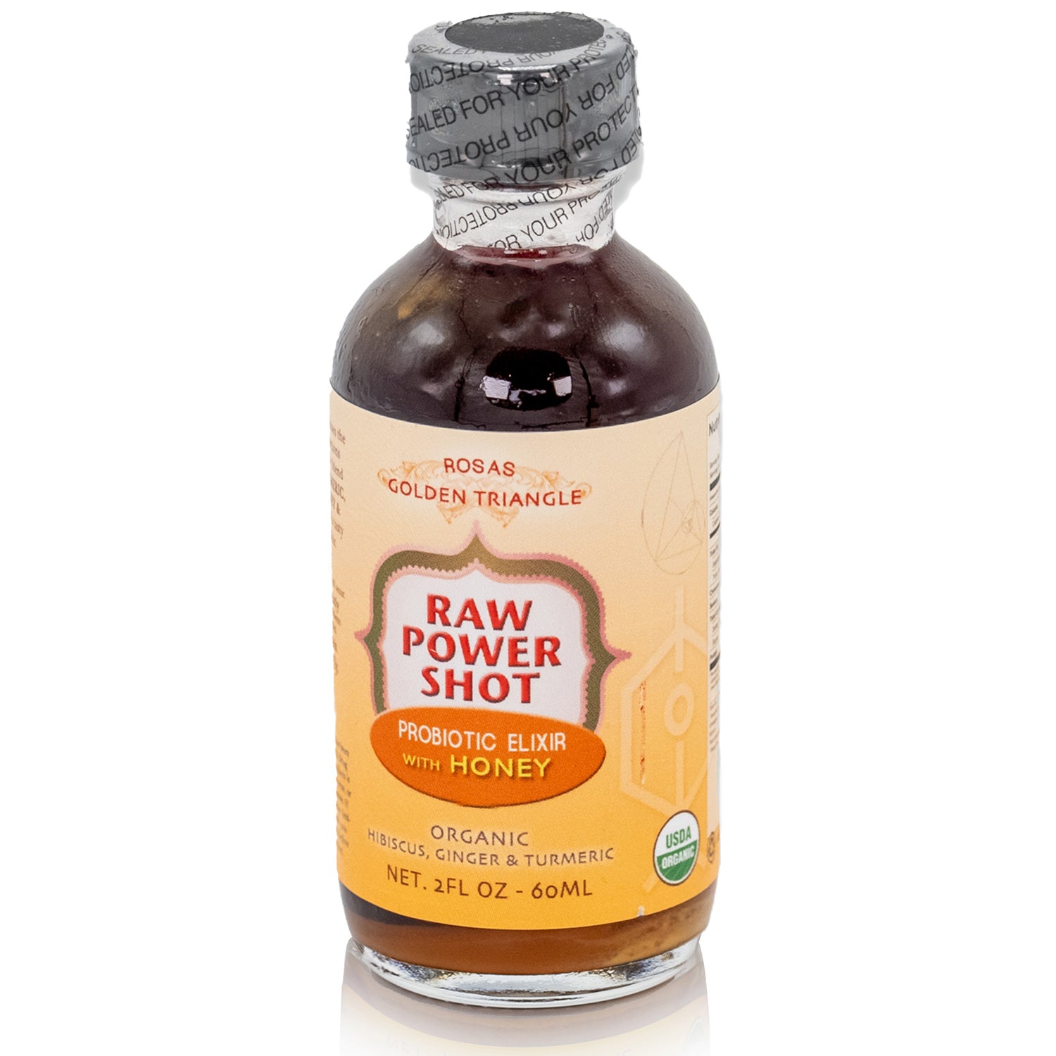 Raw Organic Fermented Golden Triangle Power Shot Probiotic Elixir with Raw Organic Honey
