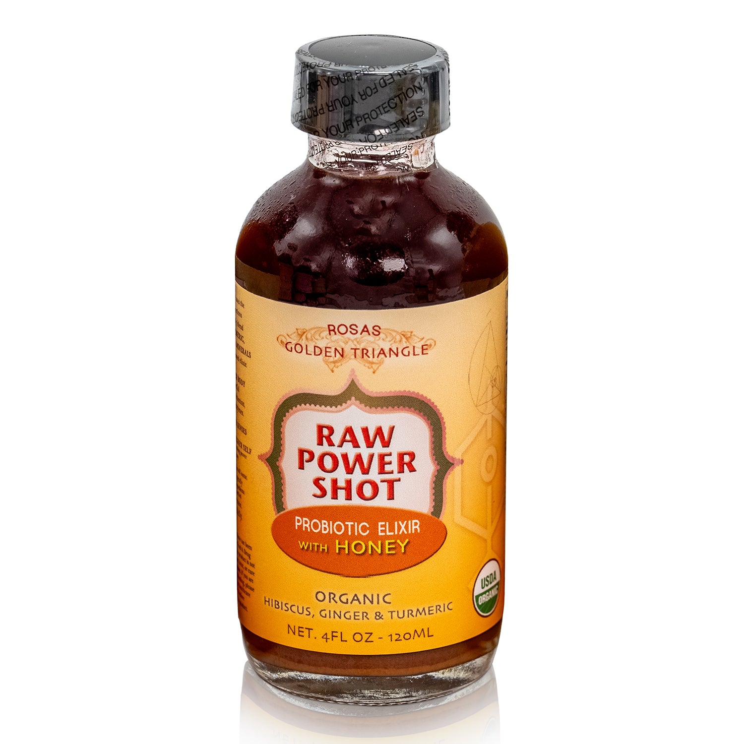 Raw Organic Fermented Golden Triangle Power Shot Probiotic Elixir with Raw Organic Honey